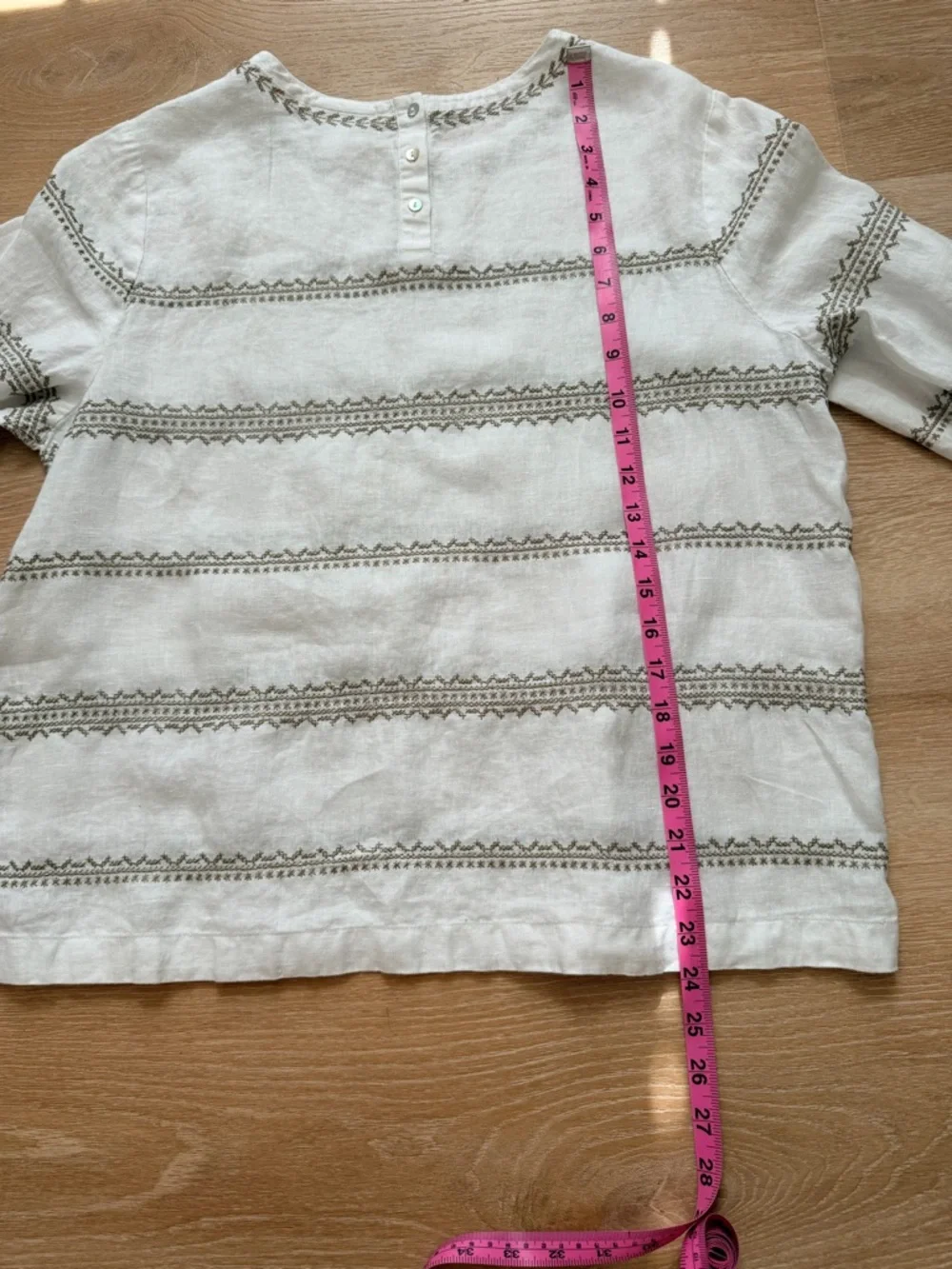 NWOT NEW J.Jill Love Linen Embroidered Top Blouse Shirt White/Sage 3/4 Sleeve M - Picture 9 of 9